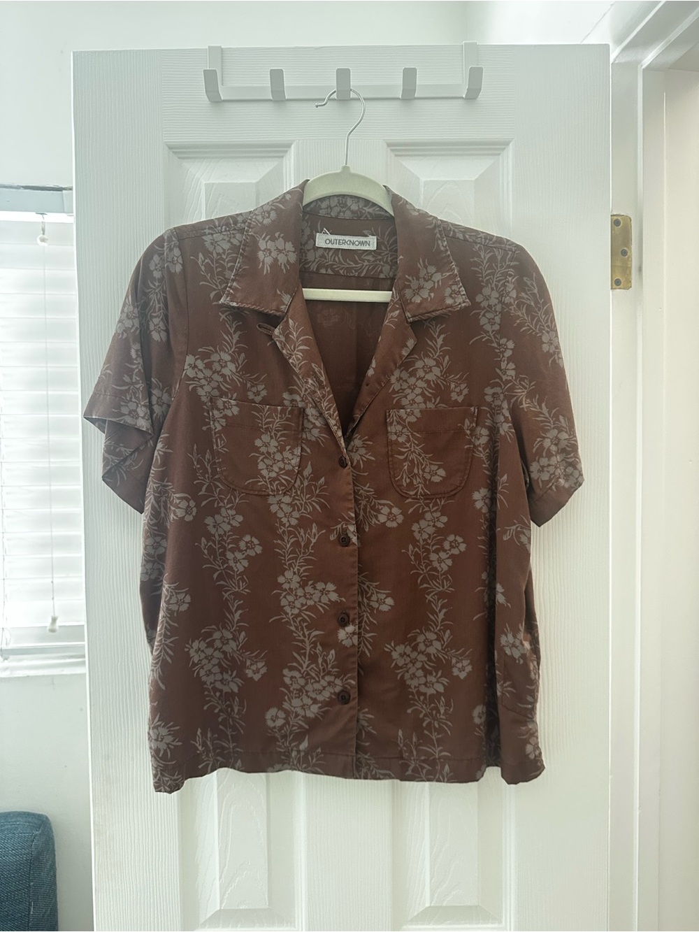 Outerknown Brown Floral Short-Sleeve Button-Down Shirt
